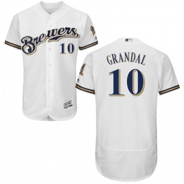 Milwaukee Milwaukee Brewers #10 Yasmani Grandal Wh...