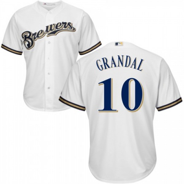 Milwaukee Milwaukee Brewers #10 Yasmani Grandal Wh...