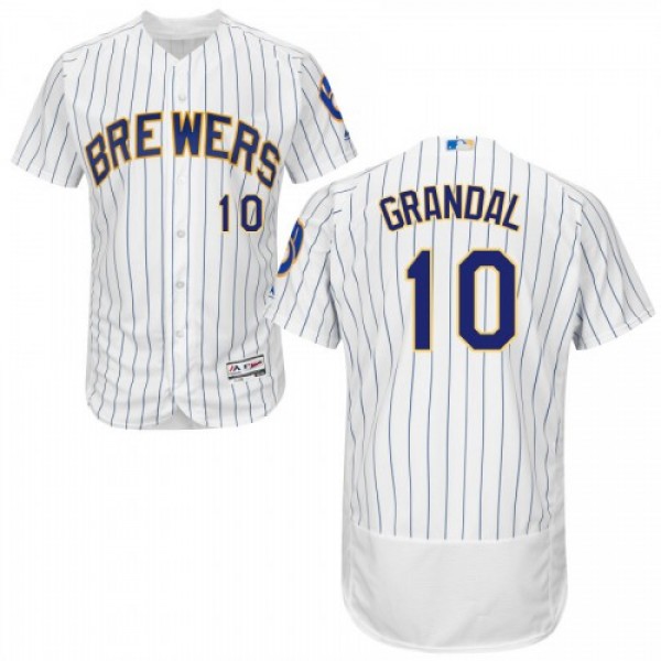 Milwaukee Milwaukee Brewers #10 Yasmani Grandal Wh...