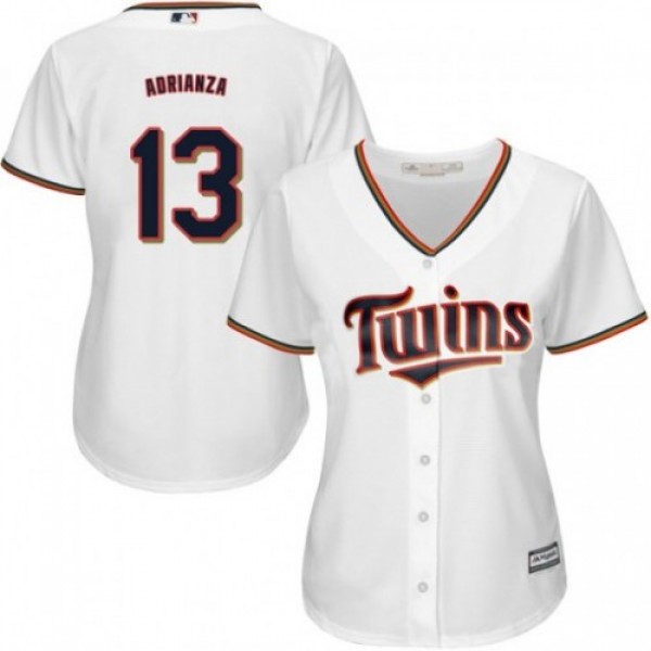 Minnesota Twins #13 Ehire Adrianza White Home Wome...