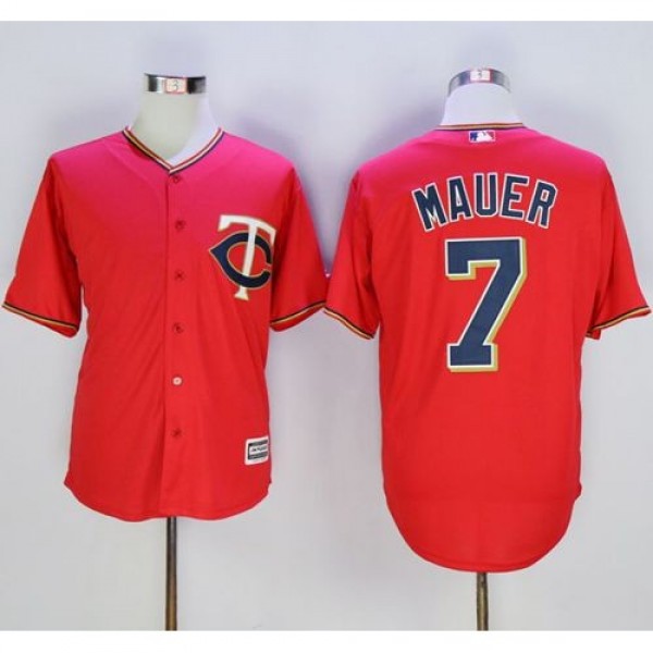 Minnesota Twins #7 Joe Mauer Red New Cool Base Sti...