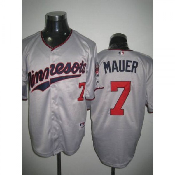 Minnesota Twins #7 Joe Mauer Stitched Grey MLB Jer...