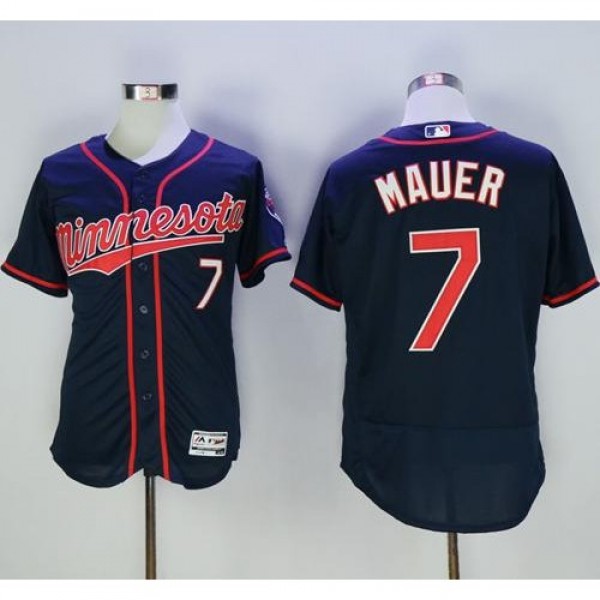 Minnesota Twins #7 Joe Mauer Navy Blue Flexbase Au...