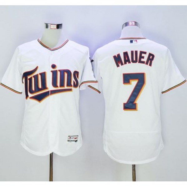Minnesota Twins #7 Joe Mauer White Flexbase Authen...