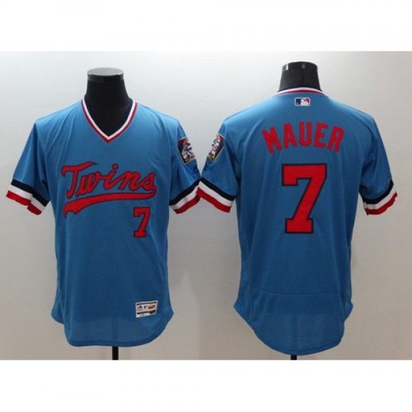 Minnesota Twins #7 Joe Mauer Light Blue Flexbase A...