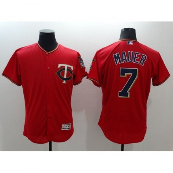 Minnesota Twins #7 Joe Mauer Red Flexbase Authenti...