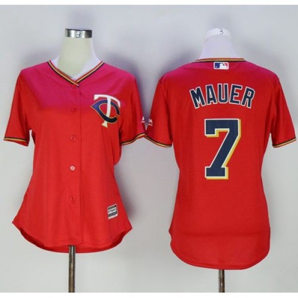 Minnesota Twins #7 Joe Mauer Red Women's Alte...