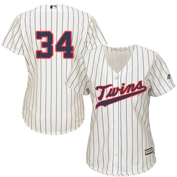Minnesota Twins #34 Kirby Puckett Cream Strip Alte...