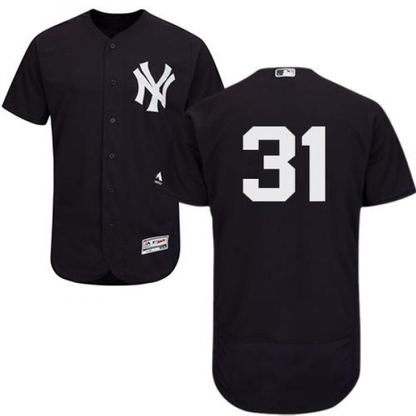 New York Yankees #31 Aaron Hicks Navy Blue Flexbas...