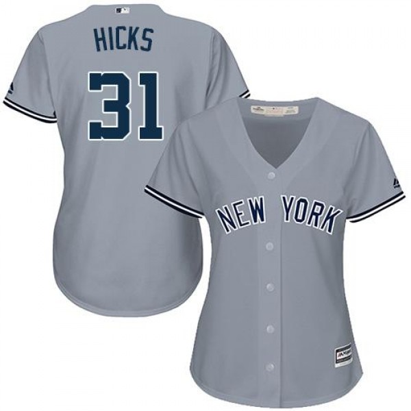 New York Yankees #31 Aaron Hicks Grey Road Women&#...