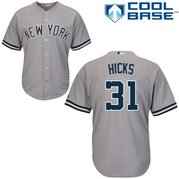 New York Yankees #31 Aaron Hicks Grey Cool Base St...