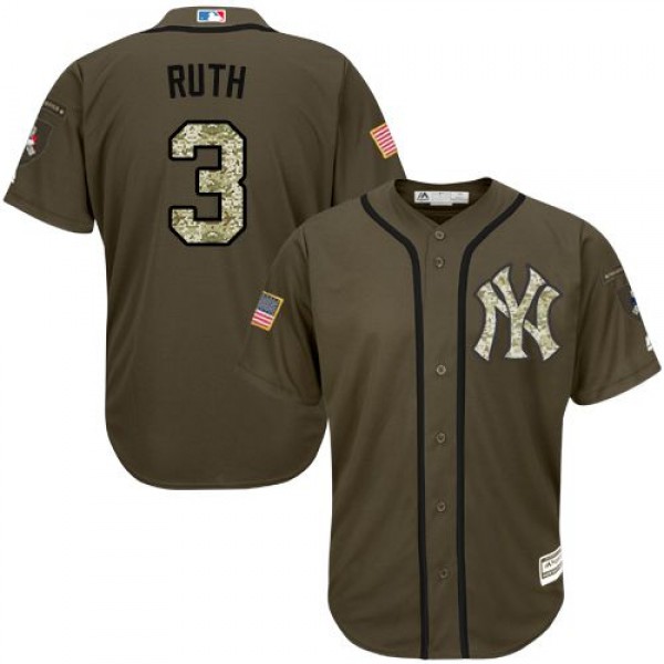 New York Yankees #3 Babe Ruth Green Salute to Serv...