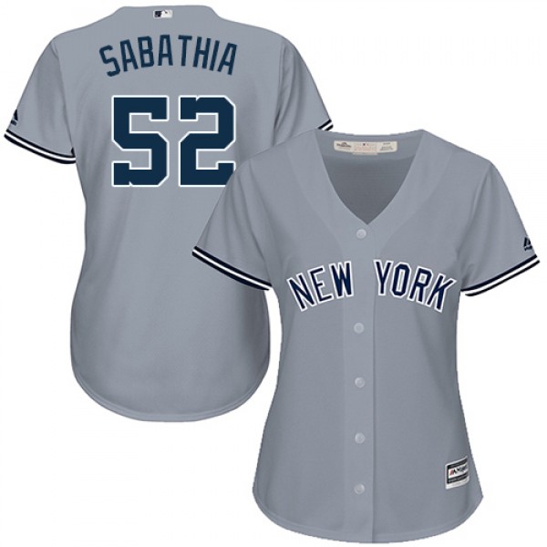 New York Yankees #52 C.C. Sabathia Grey Road Women...