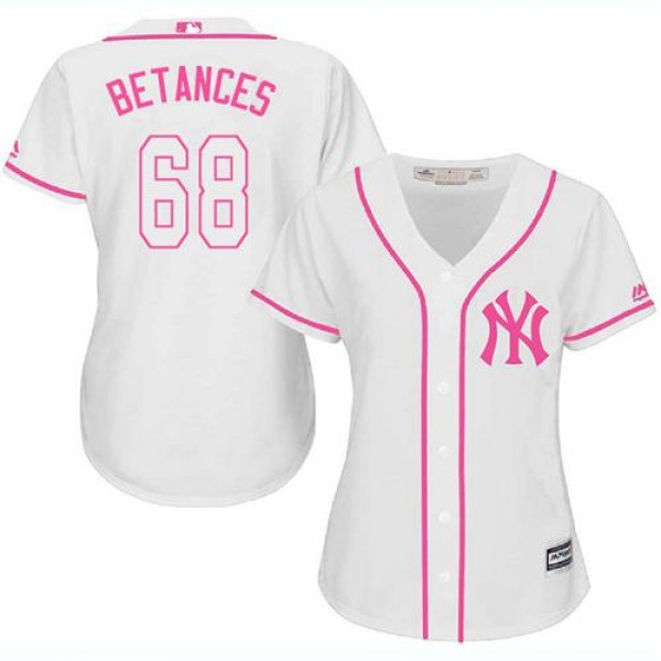 New York Yankees #68 Dellin Betances White/Pink Fa...