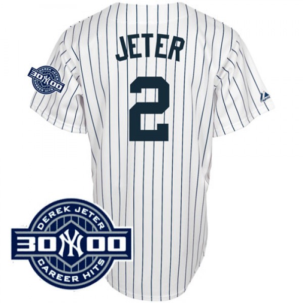 New York Yankees #2 Derek Jeter White With W/3000 ...