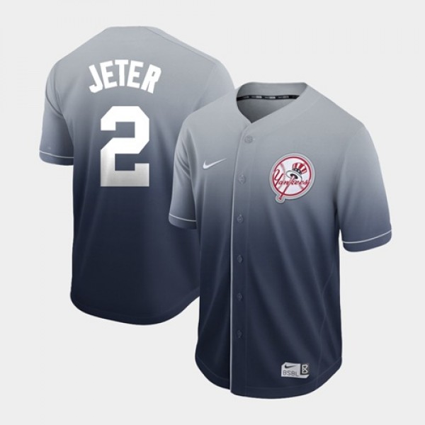 Nike New York Yankees #2 Derek Jeter Navy Fade Aut...