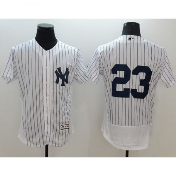 New York Yankees #23 Don Mattingly White Strip Fle...