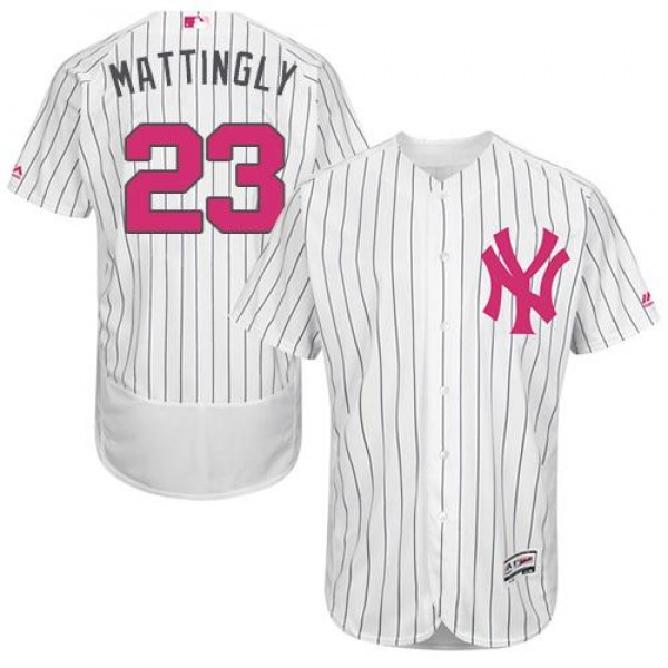 New York Yankees #23 Don Mattingly White Strip Fle...