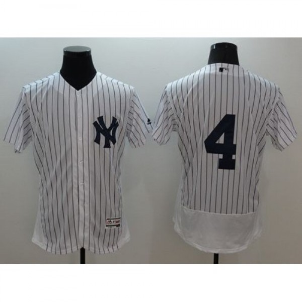 New York Yankees #4 Lou Gehrig White Strip Flexbas...
