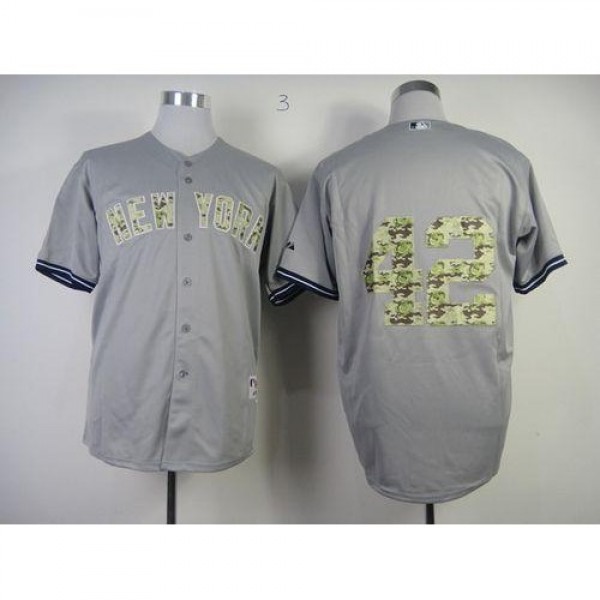New York Yankees #42 Mariano Rivera Grey USMC Cool...