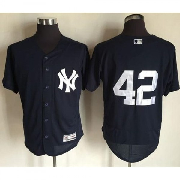 New York Yankees #42 Mariano Rivera Navy Blue Flex...