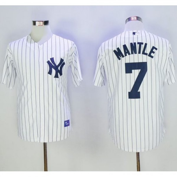 New York Yankees #7 Mickey Mantle White Name On Ba...