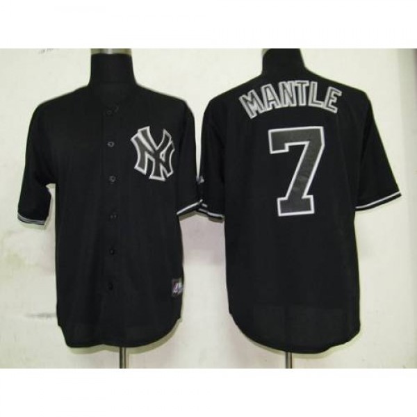 New York Yankees #7 Mickey Mantle Black Fashion St...
