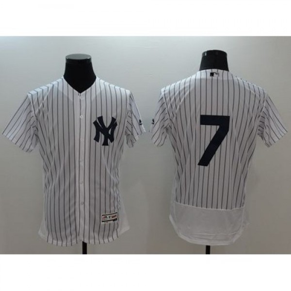 New York Yankees #7 Mickey Mantle White Strip Flex...