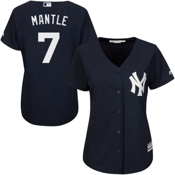 New York Yankees #7 Mickey Mantle Navy Blue Altern...