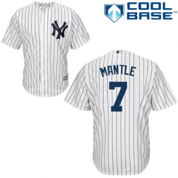 New York Yankees #7 Mickey Mantle Stitched White Y...