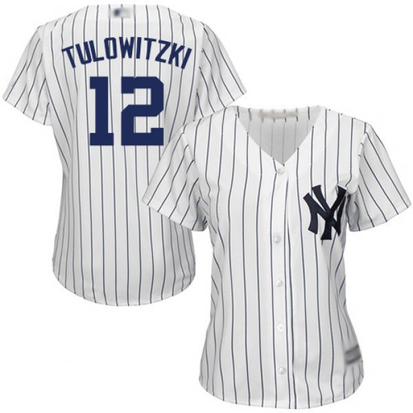 New York Yankees #12 Troy Tulowitzki White Strip H...