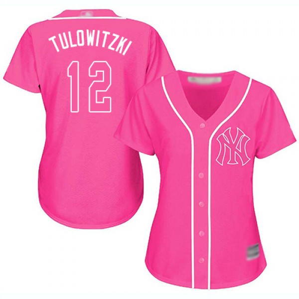 New York Yankees #12 Troy Tulowitzki Pink Fashion ...