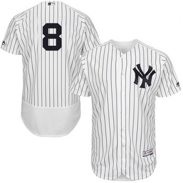 New York Yankees #8 Yogi Berra White Strip Flexbas...