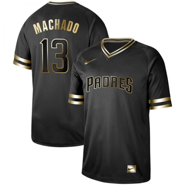 Nike San Diego Padres #13 Manny Machado Black Gold...