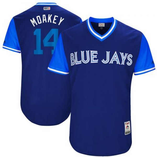 Toronto Blue Jays #14 Justin Smoak Navy "Moak...