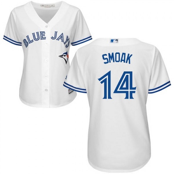 Toronto Blue Jays #14 Justin Smoak White Home Wome...