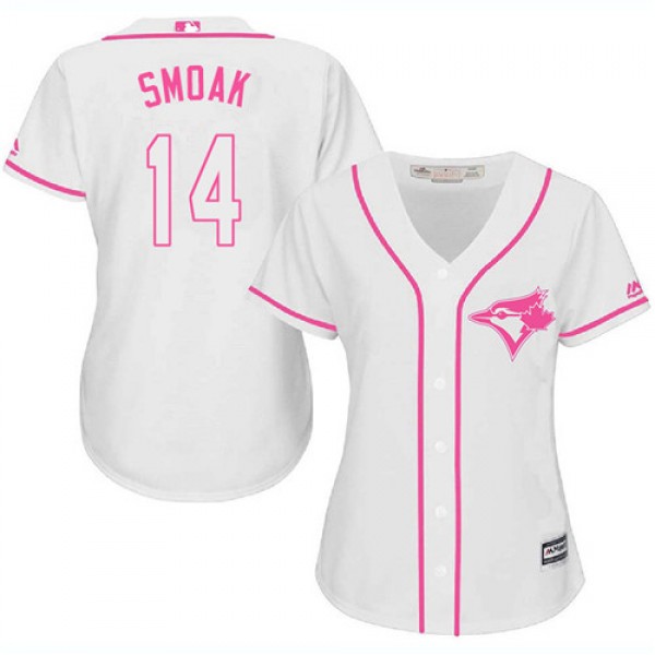 Toronto Blue Jays #14 Justin Smoak White/Pink Fash...