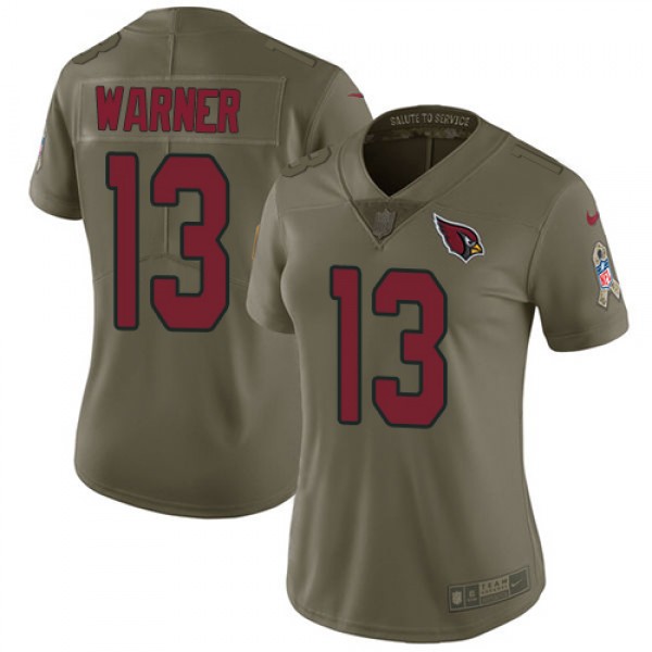 Nike Arizona Cardinals #13 Kurt Warner Olive Women...