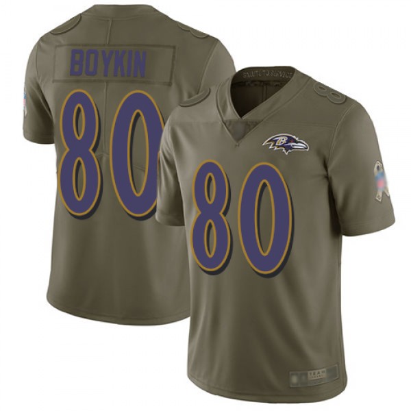 Nike Baltimore Ravens #80 Miles Boykin Olive Men&#...