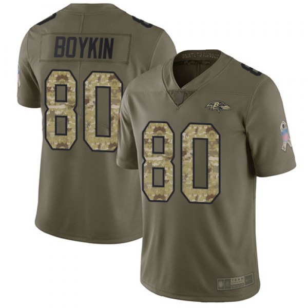 Nike Baltimore Ravens #80 Miles Boykin Olive/Camo ...