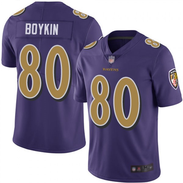 Nike Baltimore Ravens #80 Miles Boykin Purple Men&...
