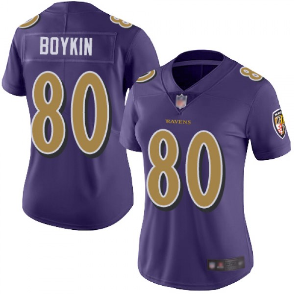 Nike Baltimore Ravens #80 Miles Boykin Purple Wome...