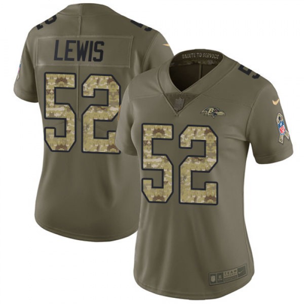 Nike Baltimore Ravens #52 Ray Lewis Olive/Camo Wom...