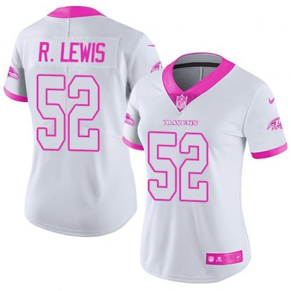 Nike Baltimore Ravens #52 Ray Lewis White/Pink Wom...
