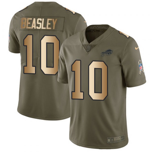 Nike Buffalo Bills #10 Cole Beasley Olive/Gold Men...