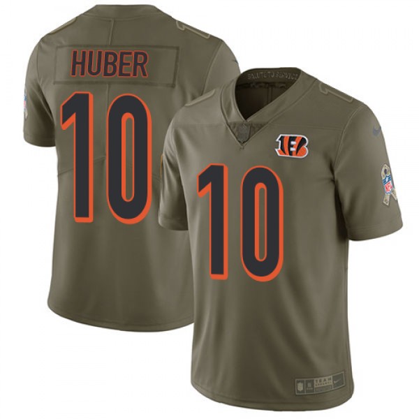 Nike Cincinnati Bengals #10 Kevin Huber Olive Men&...