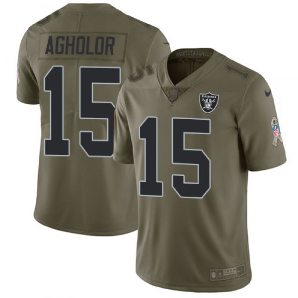 Nike Las Vegas Raiders #15 Nelson Agholor Olive Me...