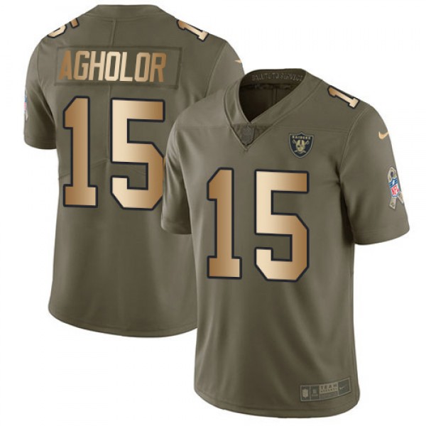 Nike Las Vegas Raiders #15 Nelson Agholor Olive/Go...