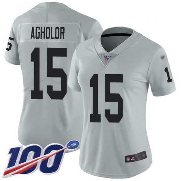 Nike Las Vegas Raiders #15 Nelson Agholor Silver W...