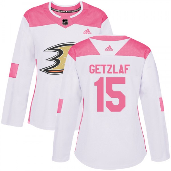 Adidas Anaheim Ducks #15 Ryan Getzlaf White/Pink A...